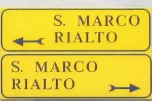 Direction signs in Venice, guided transfer service with Isabella Bariani